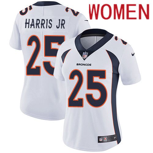 Women Denver Broncos #25 Chris Harris Jr White Nike Vapor Limited NFL Jersey->women nfl jersey->Women Jersey
